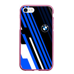 Чехол iPhone 7/8 матовый БМВ BMW СИНИИ ЛИНИИ, цвет: 3D-малиновый