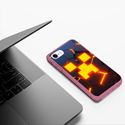 Чехол iPhone 7/8 матовый ОГНЕННЫЙ КРИПЕР 3D ПЛИТЫ FIRE CREEPER, цвет: 3D-малиновый — фото 2