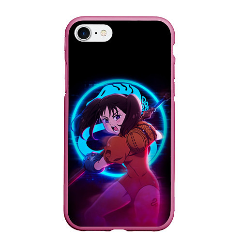 Чехол iPhone 7/8 матовый DIANE SEVEN DEADLY SINS NEON ДИАНА / 3D-Малиновый – фото 1