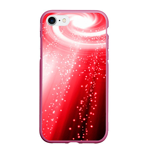 Чехол iPhone 7/8 матовый Красная космическая спираль / 3D-Малиновый – фото 1