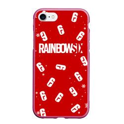 Чехол iPhone 7/8 матовый НОВОГОДНИЙ СВИТЕР RAINBOW SIX SIEGE, цвет: 3D-малиновый