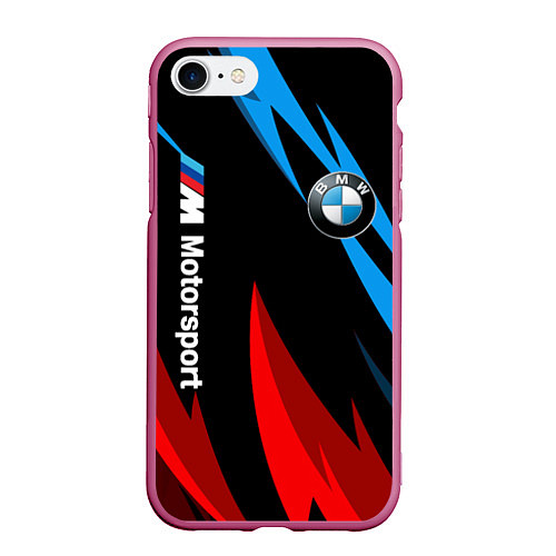 Чехол iPhone 7/8 матовый BMW Логотип Узор / 3D-Малиновый – фото 1