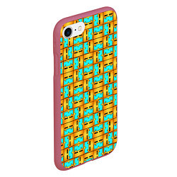 Чехол iPhone 7/8 матовый GEOMETRY DASH CLASSIC FACE PATTERN КЛАССИКА, цвет: 3D-малиновый — фото 2