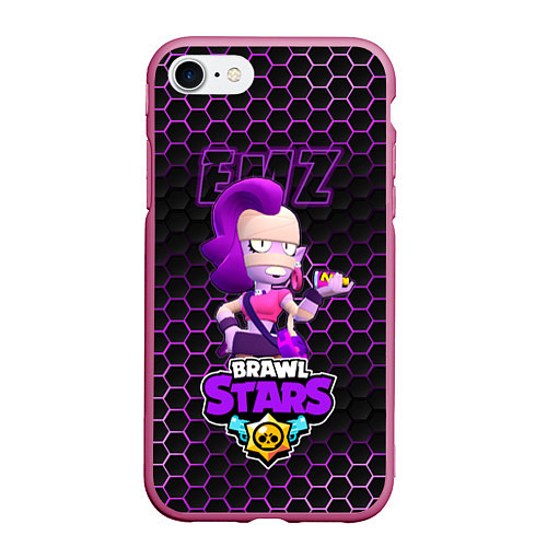 Чехол iPhone 7/8 матовый Эмз BRAWL STARS соты / 3D-Малиновый – фото 1