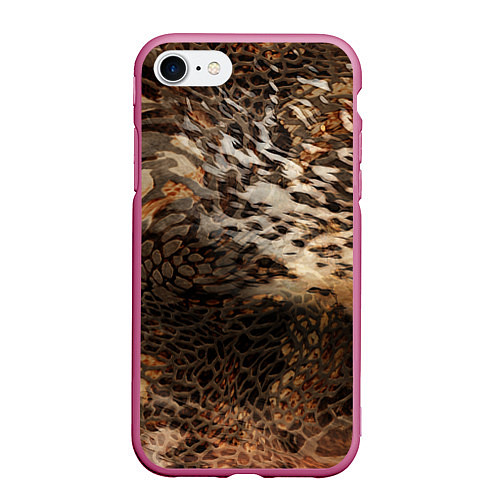 Чехол iPhone 7/8 матовый Тигриная шикарная шкура / 3D-Малиновый – фото 1