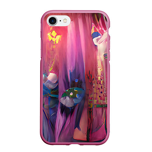 Чехол iPhone 7/8 матовый Ярко розовый / 3D-Малиновый – фото 1