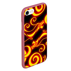 Чехол iPhone 7/8 матовый ОГНЕННОЕ ТАТУ ДРАКЕНА DRAKEN FIRE TATTOO, цвет: 3D-малиновый — фото 2