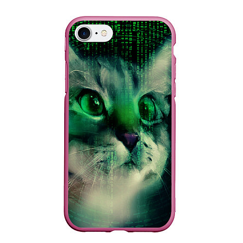 Чехол iPhone 7/8 матовый Cat in The Digital World / 3D-Малиновый – фото 1