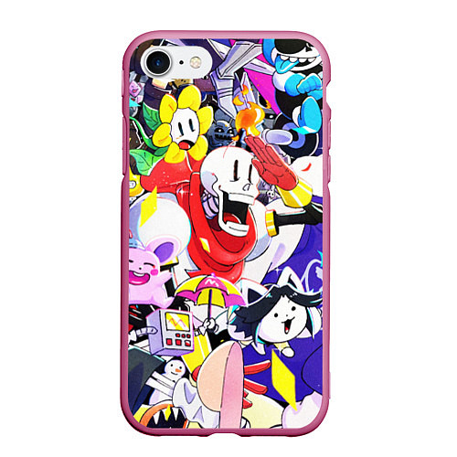 Чехол iPhone 7/8 матовый UNDERTALE ГЕРОИ ИГРЫ ПАТТЕРН / 3D-Малиновый – фото 1