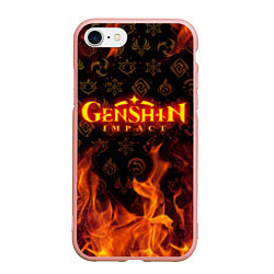 Чехол iPhone 7/8 матовый GENSHIN IMPACT FIRE SYMBOL ОГНЕННАЯ СТИХИЯ, цвет: 3D-светло-розовый