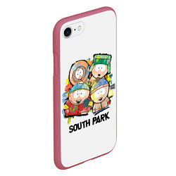 Чехол iPhone 7/8 матовый South Park - Южный парк краски, цвет: 3D-малиновый — фото 2