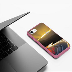 Чехол iPhone 7/8 матовый Ночная трасса, Мерседес, цвет: 3D-малиновый — фото 2