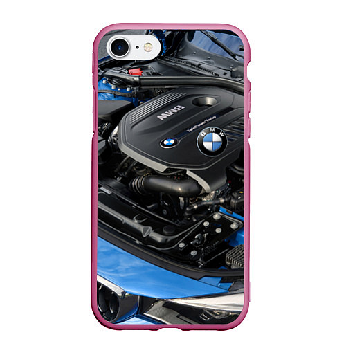 Чехол iPhone 7/8 матовый BMW Engine Twin Power Turbo / 3D-Малиновый – фото 1