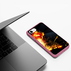 Чехол iPhone 7/8 матовый 3D ВЗРЫВ, ОБЛОМКИ NEON EXPLOSION, цвет: 3D-малиновый — фото 2