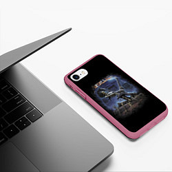 Чехол iPhone 7/8 матовый Metallica - thrash metal! Hard rock!, цвет: 3D-малиновый — фото 2