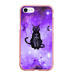 Чехол iPhone 7/8 матовый Космическая черная кошка