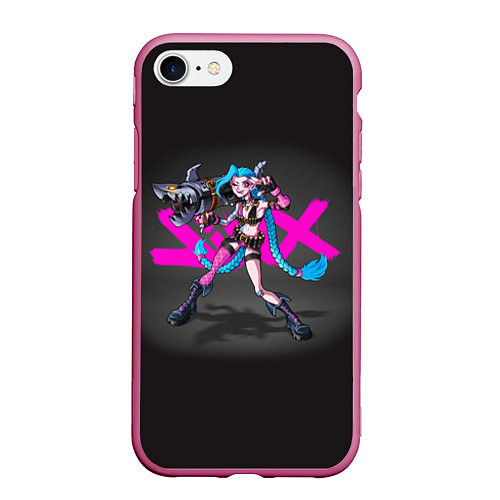 Чехол iPhone 7/8 матовый Arcane - League Of Legends Jinx / 3D-Малиновый – фото 1