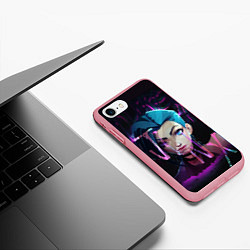 Чехол iPhone 7/8 матовый League Of Legends Jinx neon, цвет: 3D-баблгам — фото 2