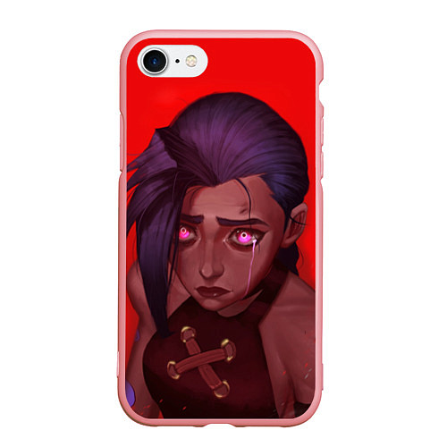 Чехол iPhone 7/8 матовый Arcane - League Of Legends Jinx red / 3D-Баблгам – фото 1