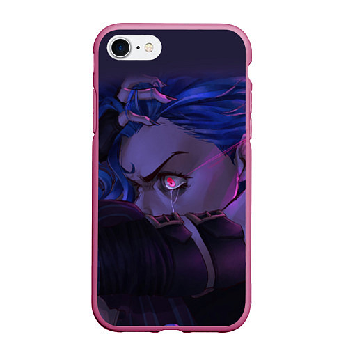 Чехол iPhone 7/8 матовый Jinx Powder - Джинкс Паудер / 3D-Малиновый – фото 1