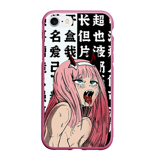 Чехол iPhone 7/8 матовый AHEGAO ZERO TWO Зеро ту ахегао / 3D-Малиновый – фото 1