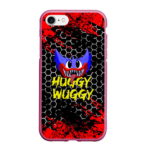 Чехол iPhone 7/8 матовый Huggy Wuggy соты / 3D-Малиновый – фото 1