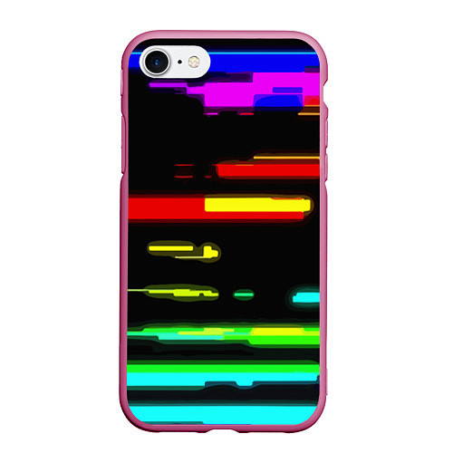 Чехол iPhone 7/8 матовый Color fashion glitch / 3D-Малиновый – фото 1