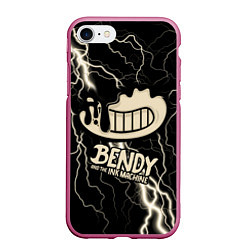 Чехол iPhone 7/8 матовый Bendy and the Ink Machine МОЛНИЯ, цвет: 3D-малиновый