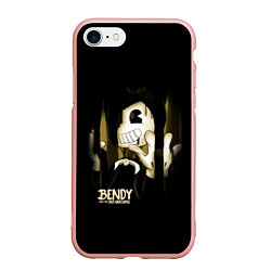 Чехол iPhone 7/8 матовый Bendy And The Ink Machine подтеки, цвет: 3D-светло-розовый