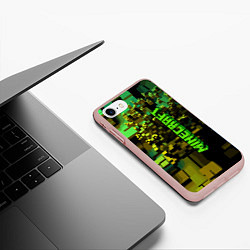 Чехол iPhone 7/8 матовый Minecraft, pattern 2022, цвет: 3D-светло-розовый — фото 2