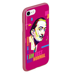 Чехол iPhone 7/8 матовый Salvador Dali: I am just not normal, цвет: 3D-малиновый — фото 2