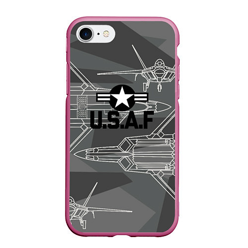 Чехол iPhone 7/8 матовый U S Air force / 3D-Малиновый – фото 1
