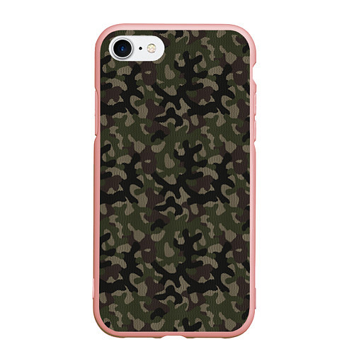 Чехол iPhone 7/8 матовый Лесной Охотничий Камуфляж / 3D-Светло-розовый – фото 1