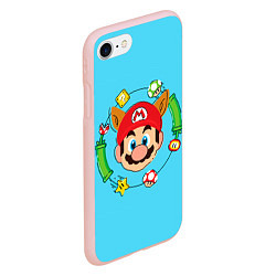 Чехол iPhone 7/8 матовый Марио с ушками, цвет: 3D-светло-розовый — фото 2