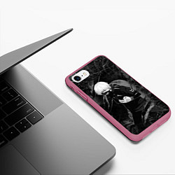 Чехол iPhone 7/8 матовый Токийский Гуль Канеки Кен ЧБ, цвет: 3D-малиновый — фото 2