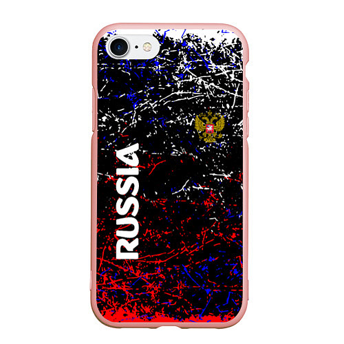 Чехол iPhone 7/8 матовый Russia Штрихи / 3D-Светло-розовый – фото 1