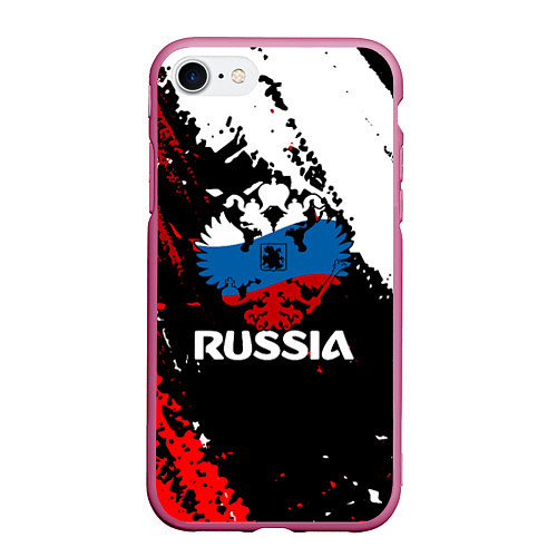 Чехол iPhone 7/8 матовый Russia Герб в цвет Флага / 3D-Малиновый – фото 1