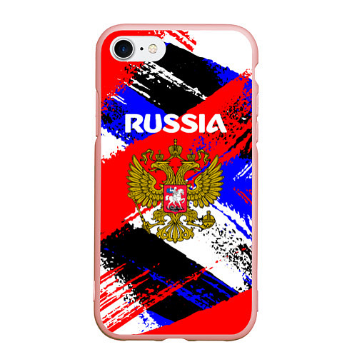 Чехол iPhone 7/8 матовый Russia Геометрия патриотизм / 3D-Светло-розовый – фото 1