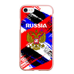 Чехол iPhone 7/8 матовый Russia Геометрия патриотизм, цвет: 3D-светло-розовый