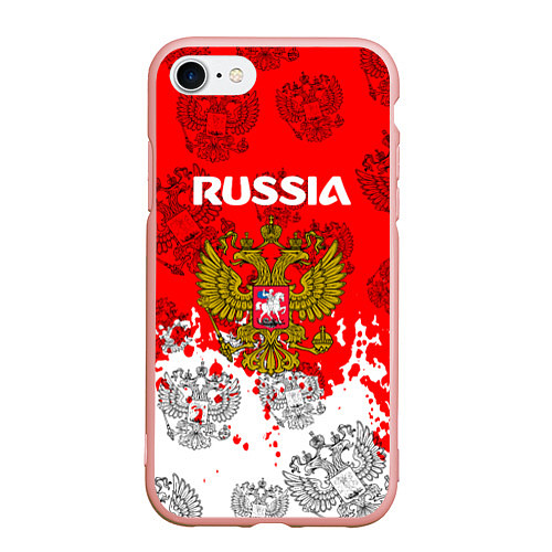 Чехол iPhone 7/8 матовый Russia Паттерн Гербов / 3D-Светло-розовый – фото 1