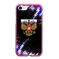 Чехол iPhone 7/8 матовый Russia Флаг с Гербом