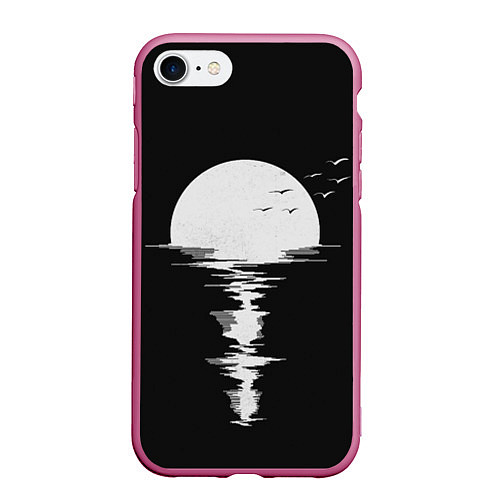 Чехол iPhone 7/8 матовый Лунная Музыкальная Дорожка / 3D-Малиновый – фото 1
