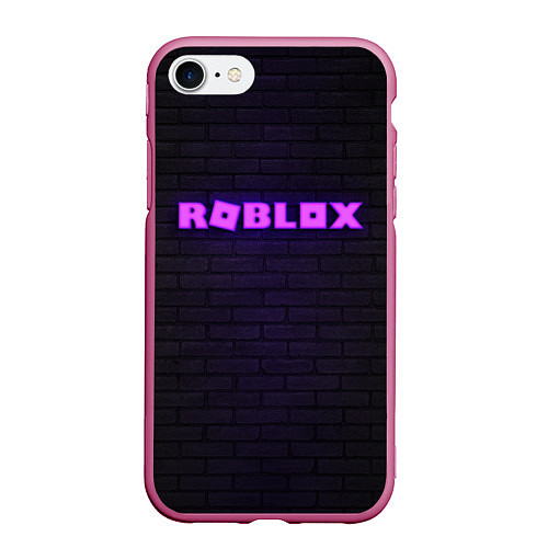 Чехол iPhone 7/8 матовый ROBLOX NEON LOGO ИГРА РОБЛОКС / 3D-Малиновый – фото 1