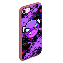 Чехол iPhone 7/8 матовый Геометри Дэш фиолетовый Geometry Dash, цвет: 3D-малиновый — фото 2