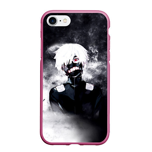 Чехол iPhone 7/8 матовый Токийский Гуль в Дыму Tokyo Ghoul Smoke / 3D-Малиновый – фото 1