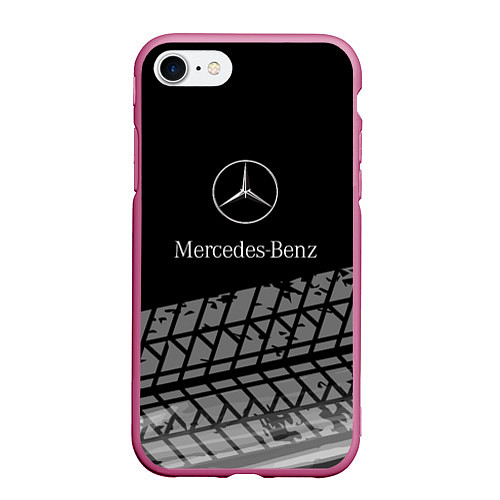 Чехол iPhone 7/8 матовый Mercedes-Benz шины / 3D-Малиновый – фото 1