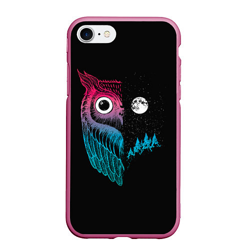 Чехол iPhone 7/8 матовый Ночная сова Градиент / 3D-Малиновый – фото 1