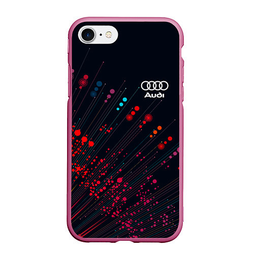 Чехол iPhone 7/8 матовый Audi капли красок / 3D-Малиновый – фото 1