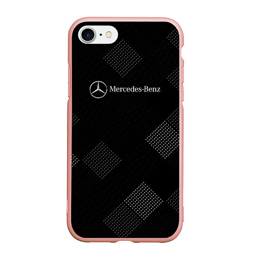 Чехол iPhone 7/8 матовый Mercedes-Benz - В клетку / 3D-Светло-розовый – фото 1