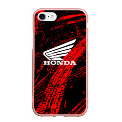Чехол iPhone 7/8 матовый Honda следы от шин, цвет: 3D-светло-розовый